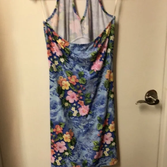 Pelican Cove Hawaiian flowered blue dress size Medium - Picture 3 of 4